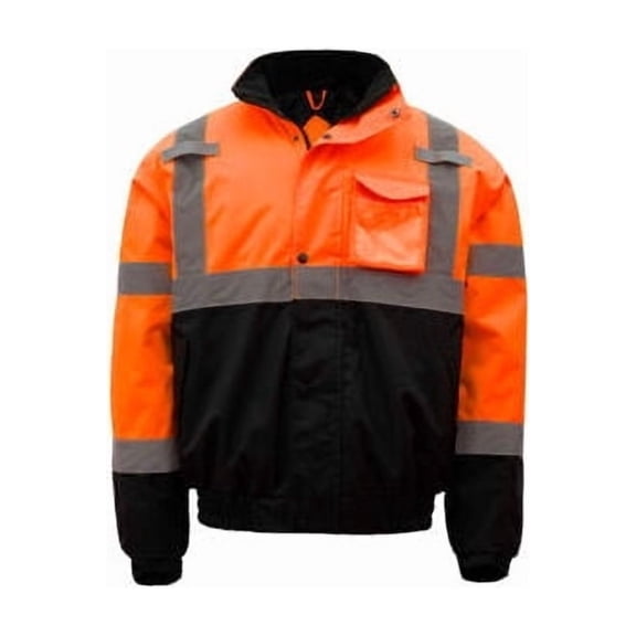 GSS Safety 8002 Class 3 Waterproof Quilt-Lined Bomber Jacket Orange/Black Large