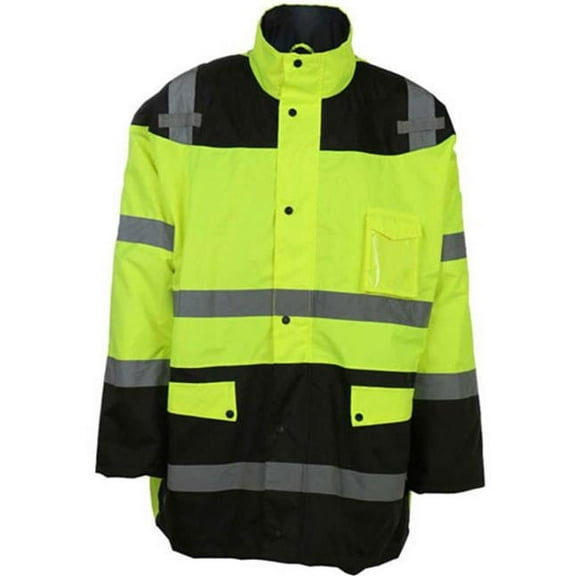 GSS 8501-3XL Class 3 Waterproof Fleece-Lined Parka Jacket - Lime with Black Bottom, 3XL