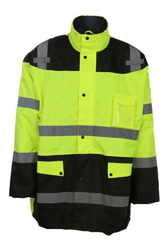 8501-3XL Class 3 Waterproof Fleece-Lined Parka Jacket - Lime with Black Bottom, 3XL