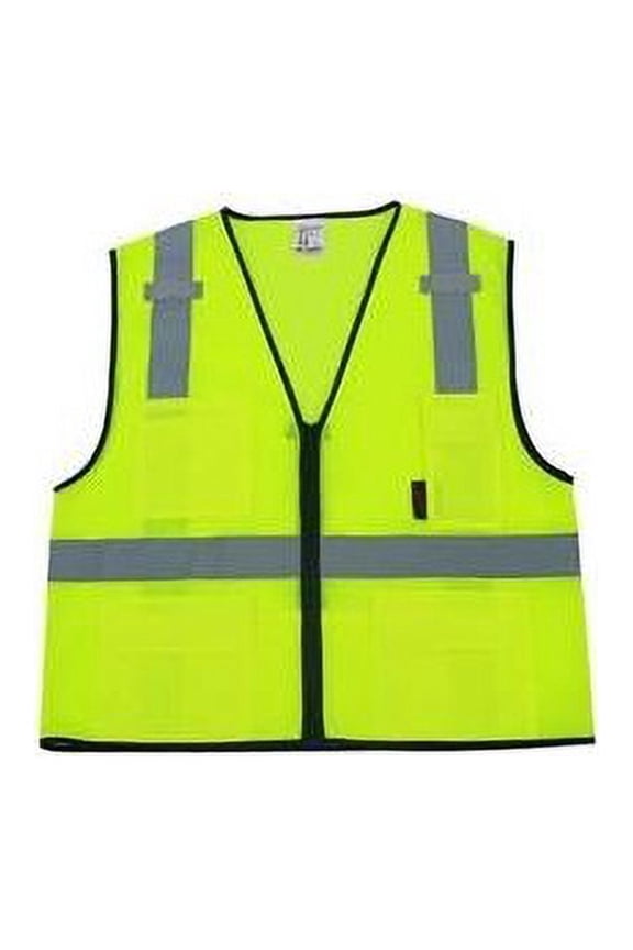 1505 Multi-Purpose Class 2 Mesh Zipper 6 Pockets Safety Vest Lime 2XL