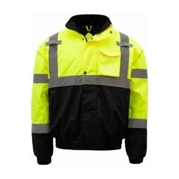 GSS Safety Hi-Visibility Class 3 Waterproof Quilt-Lined Bomber Jacket Lime/Black