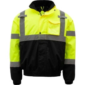 GSS Safety Hi-Visibility Waterproof Quilt-Lined Bomber Jacket Class 3 Lime/Black
