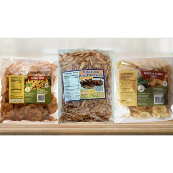 GSS Snacks Combo Pack C (Contains 6 Pkts) Nenthram Chips-2, Banana Chips-2 & Masala Chips-2 (Each Pkt 250g)