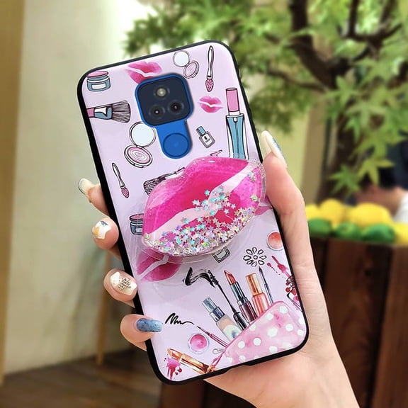 GST-Phone Case For MOTO G Play 2021, Kickstand protective Durable Cartoon Back Cover Simplicity cute Waterproof Glitter Anti-knock Soft Case Rotatable stand Dirt-resistant TPU Quicksand
