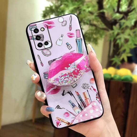 GST-Phone Case For Samsung Galaxy A03S/SM-A037G, Anti-knock Rotatable stand Simplicity Phone Lens Protection TPU Waterproof Glitter Kickstand Back Cover Fashion Design cute Cartoon