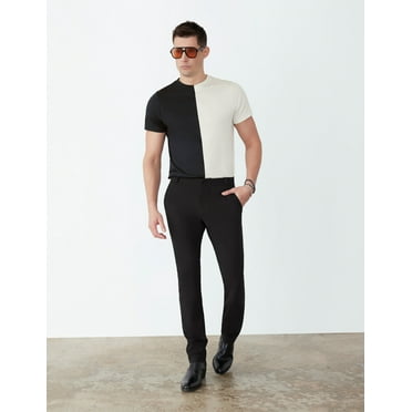 GSTQ Men's Flex Flat Front Pant Black Size 40