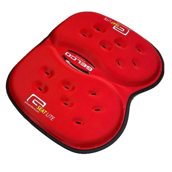 GSeat LITE Travel Gel Foam Cushion | Back Pain, Sciatica, Pressure Relief | Relieves Tailbone Discomfort, Promote Healthy Posture | Ergonomic Comfort | Car, Commute, Airplane and Travel - Red
