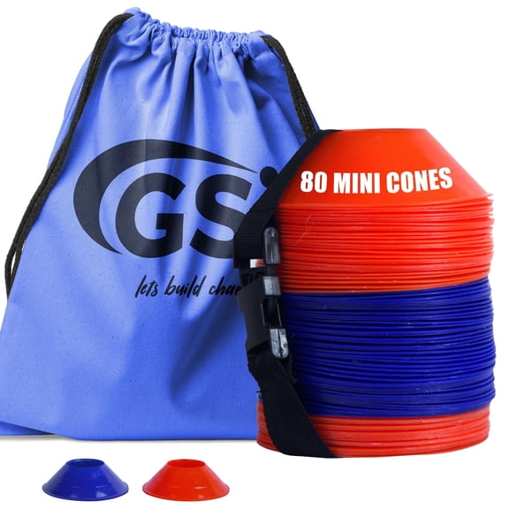 GSI Mini Training Cones Pack of 80 Durable Agility Cones for Sports, Fitness Drills, Speed Training & Outdoor Practice