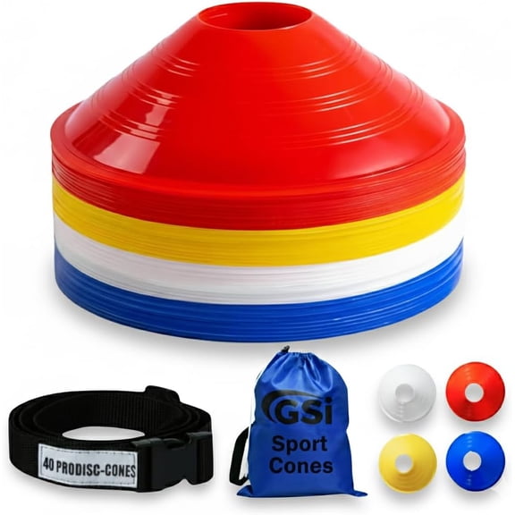 GSi Sports Training Cones for Soccer, PE & Agility Drills with Storage Bag & Carry Strap Carry Strap