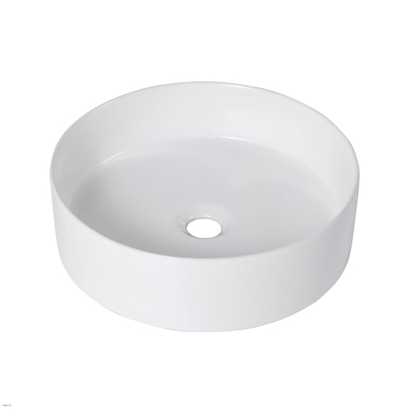 GT 15.75" Bathroom Vessel Sink, Round Ceramic Sink Above Counter, White Porcelain Bathroom Vanity Sink
