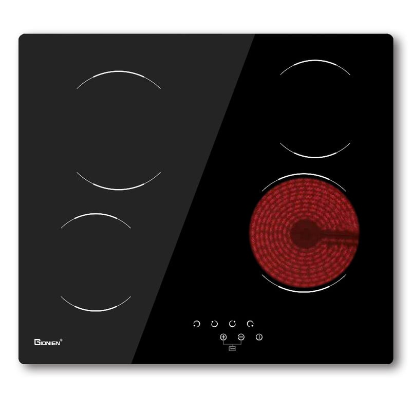 GT 24 in. 4 Elements Radiant Electric Cooktop with Flexible Ring, 6000W Built in Electric Stove, Touch Panel