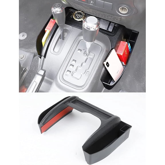 GT-3 JK Shifter Storage Box, Gear Shift Console Side Tray Organizer for 2011-2018 Jeep Wrangler JK JKU, Interior Accessories, Reserved USB Charger Extender Slot, Black
