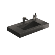 Giving Tree 30 in. W Integrated Solid Surface Basin WITHOUT Drain And Faucet, Matte Black, Compatible with Giving Tree Wall-Mounted Vanity Cabinet