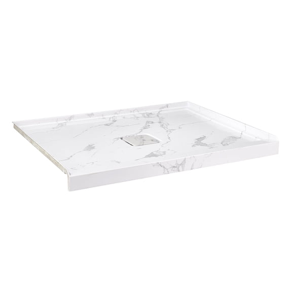 GT 60" x 36" White Acrylic Shower Base, Single Threshold Shower Pan, Center Drain Slip-Resistant, White Mable
