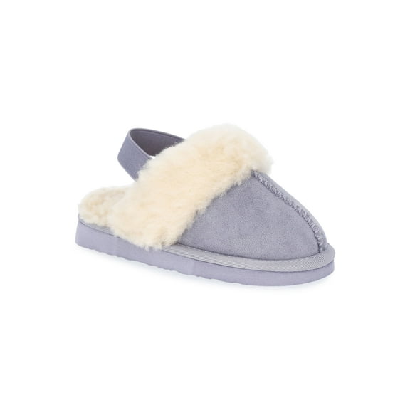 Pawz Girls Faux Shearling Slippers with Slingback Strap