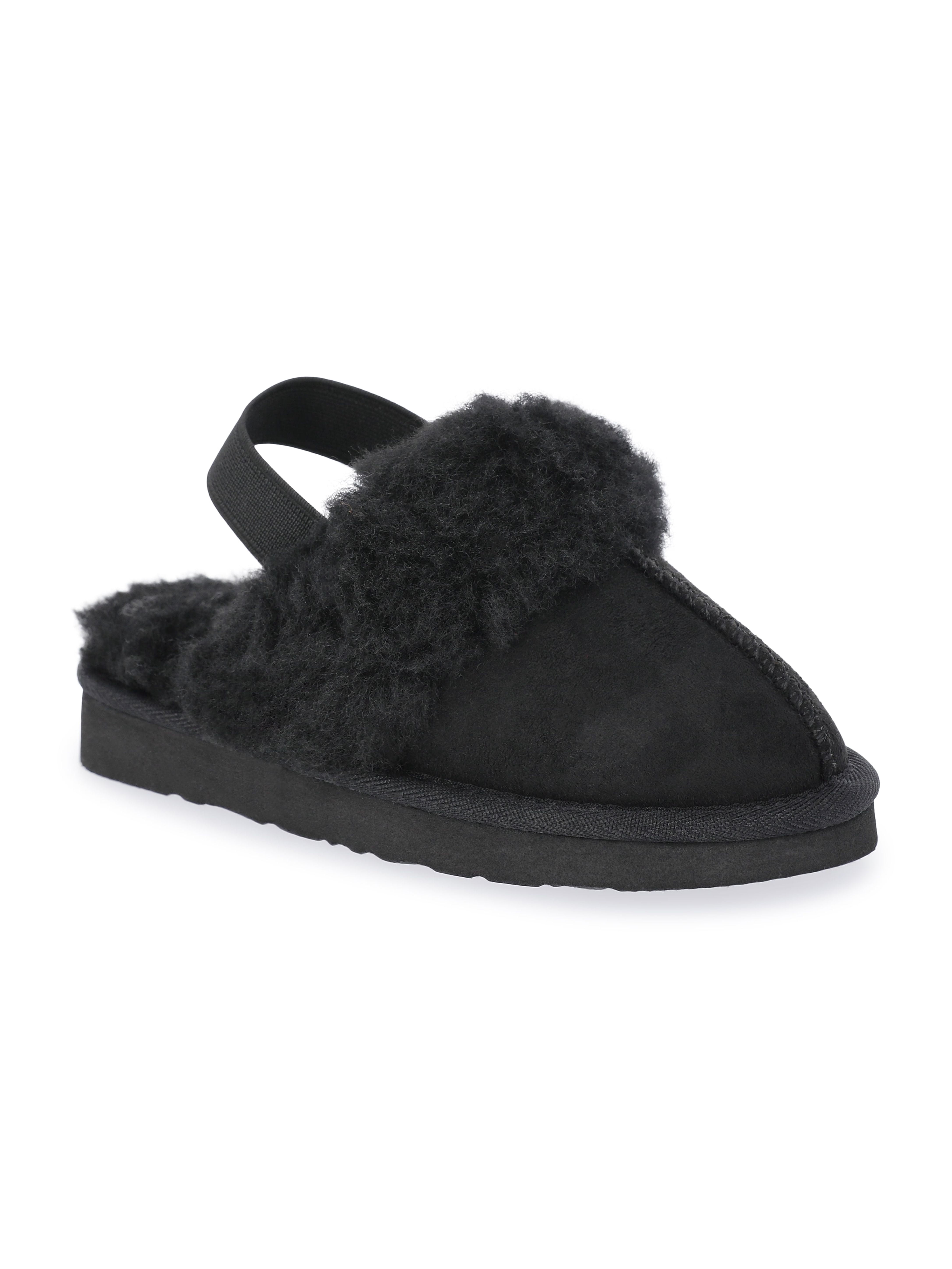 Pawz Girls Faux Shearling Slippers with Slingback Strap