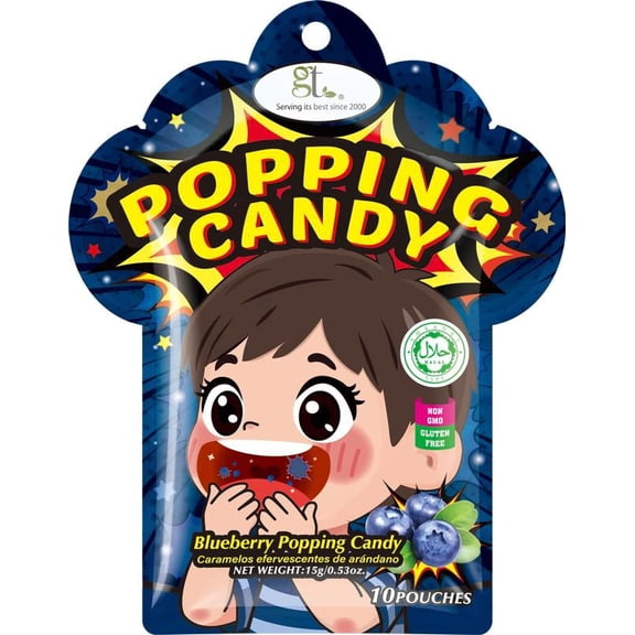 GT Blueberry Popping Candy, 0.53 Ounce Bag, 10 Pouches