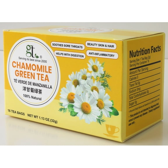 GT Chamomile Green Tea, 1.13 Ounce Box (16 Tea Bags)