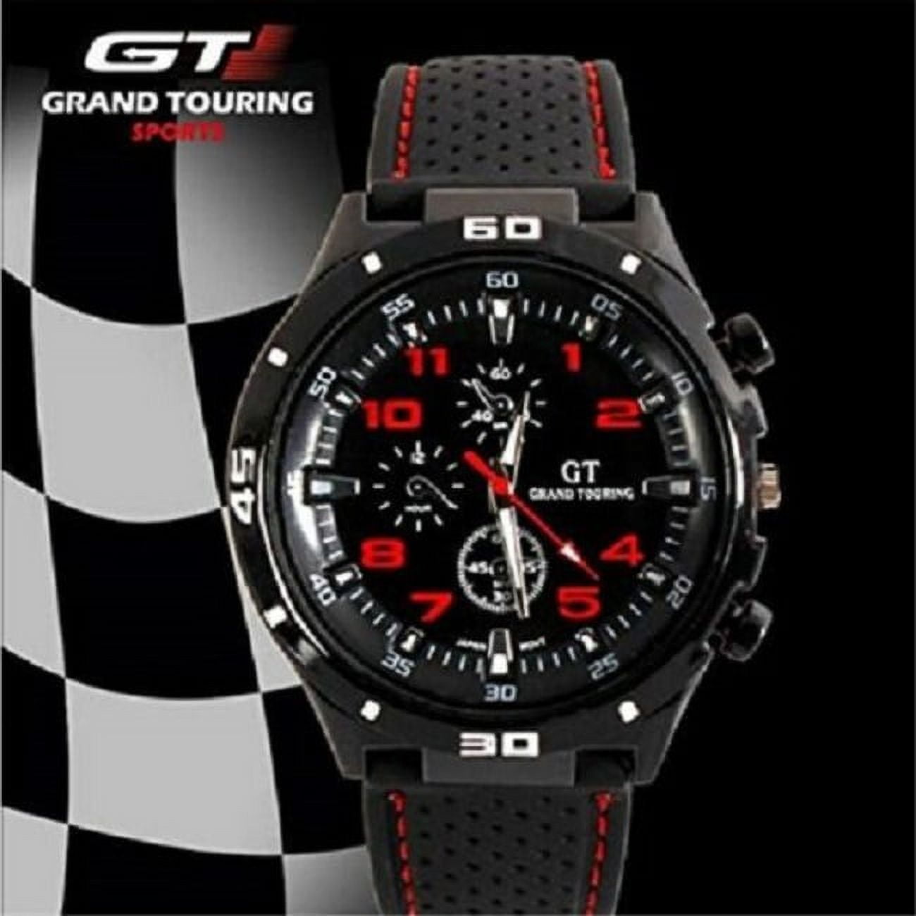 GT F1 GRAND TOURING Silicone Band Quartz Analog Sport Watch , RED