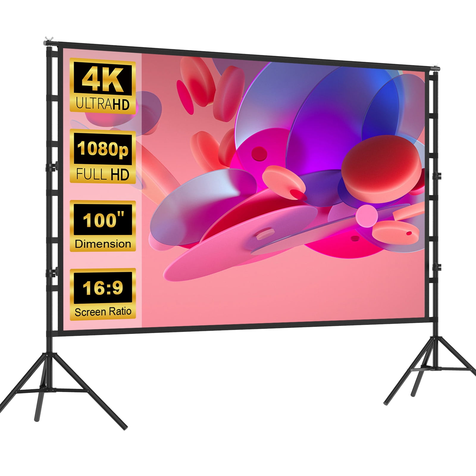 GT GETCO TECH 100 inch Retractable Projector Screen, Indoor Outdoor