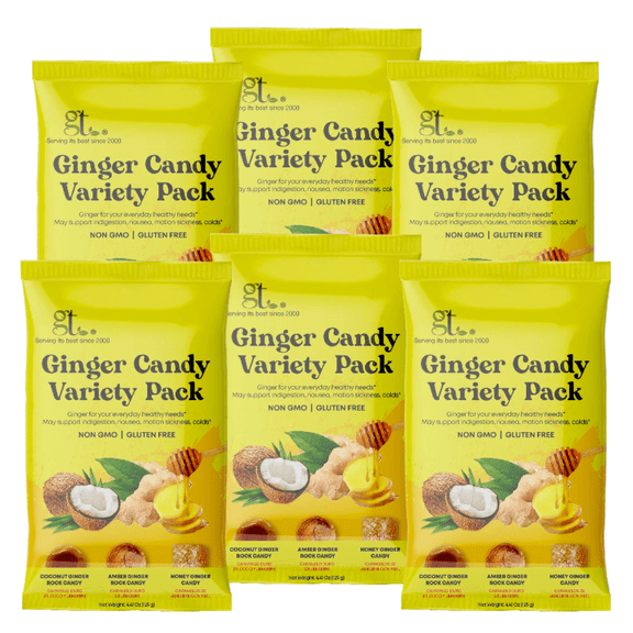 GT Ginger Candy Variety Pack, 4.41 Ounce Bag, 6 Pack