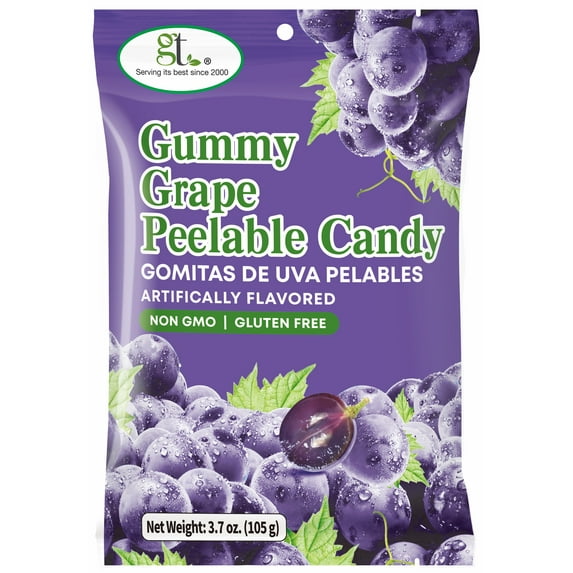 GT Gummy Grape Peelable Candy, 3.7 oz, Non GMO, Gluten Free