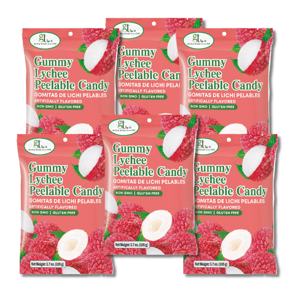 GT Gummy Lychee Peelable Candy, 3.7 oz, Non GMO, Gluten Free (6 Pack)