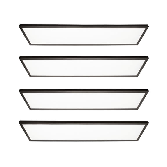 GT-Lite 1 ft. x 4 ft. 4500 Lumen 3 Level Dimmable Brightness LED Flat Panel Light 5CCT, Black, 4-Pack