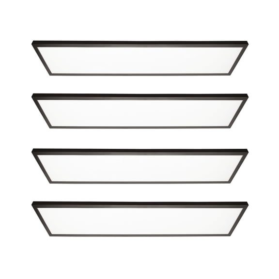 GT-Lite 1 ft. x 4 ft. 4500 Lumen 3 Level Dimmable Brightness LED Flat Panel Light 5CCT, Black, 4-Pack