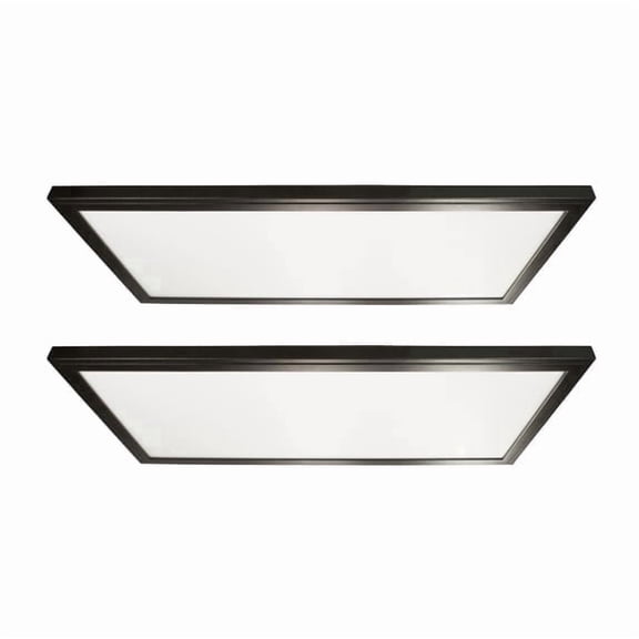 GT-Lite 1'x2' 2450 Lumen LED Flat Panel, Bronze Trim, Flush Mount, 5 CCT, Dimmable, CRI 80, E26 Adapter, 2PKS