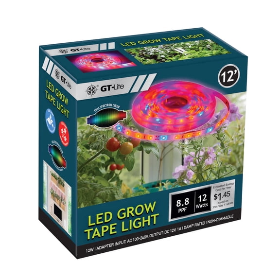 GT-Lite 12 ft LED Grow Tape Light, 8.8PPF, 340LM 12W