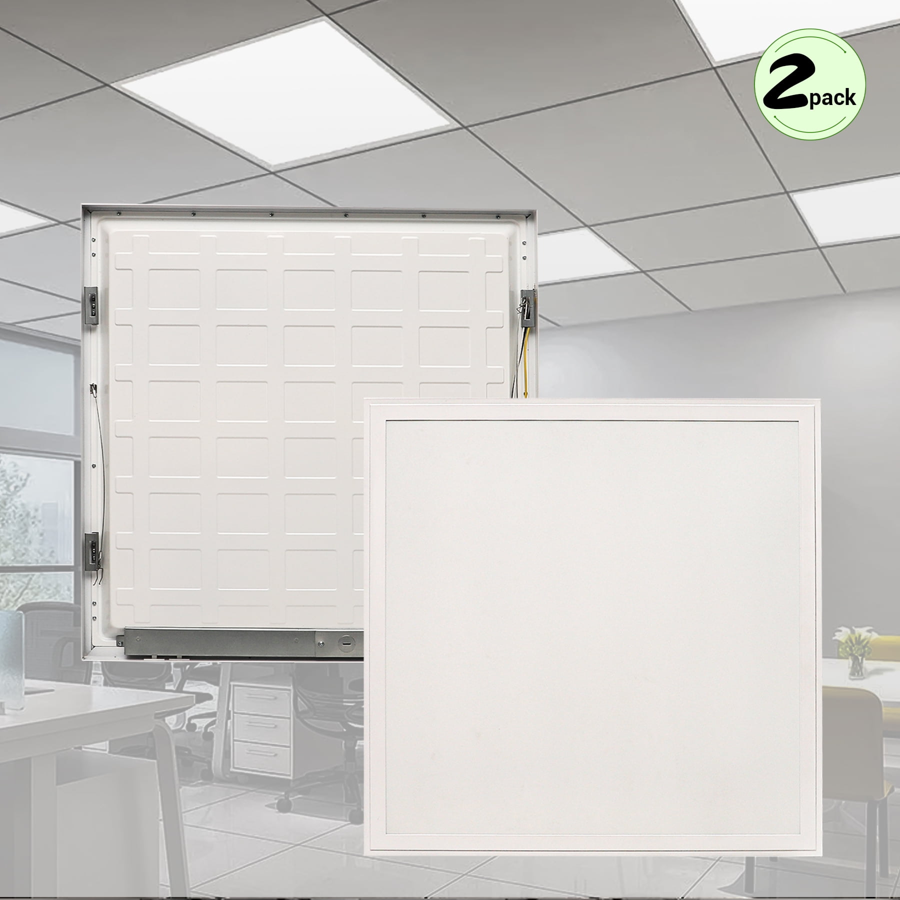GT-Lite 2 ft. x 2 ft. 4200 Lumen LED Flat Panel Ceiling Flush Mount Light, White, 2-Pack