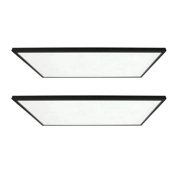 GT-Lite 2 ft. x 4 ft. 5500 Lumen 3 Power Level LED Flat Panel Light 5CCT, Black, 2-Pack