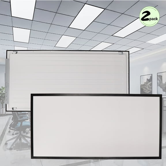 GT-Lite 2 ft. x 4 ft. 5500 Lumen 3 Power Level LED Flat Panel Light 5CCT, Black, 2-Pack