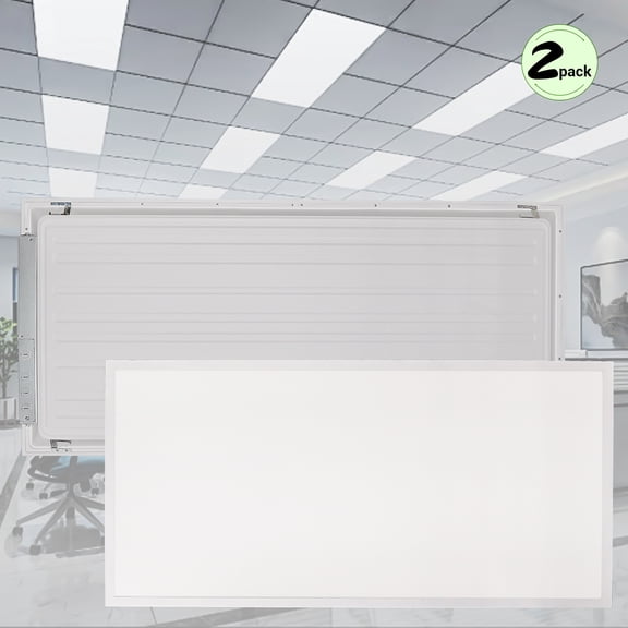 GT-Lite 2 ft. x 4 ft. 5500 Lumen 3 Power Level LED Flat Panel Light 5CCT, White, 2-Pack