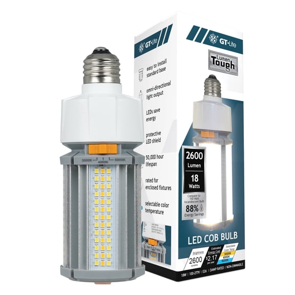 GT Lite 2600 Lumen LED Cob Bulb E26 White 3CCT Automotive Bulb Fits 1 Pack