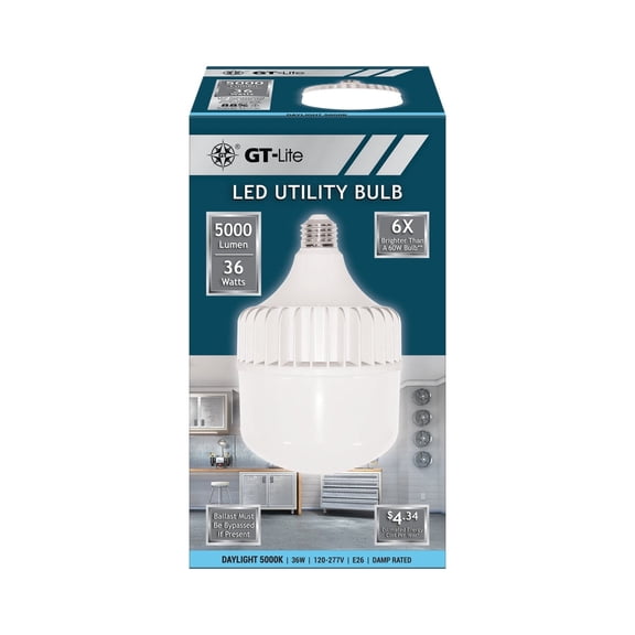 GT-Lite 5000 Lumen LED Utility Light Bulb, E26, 1PK