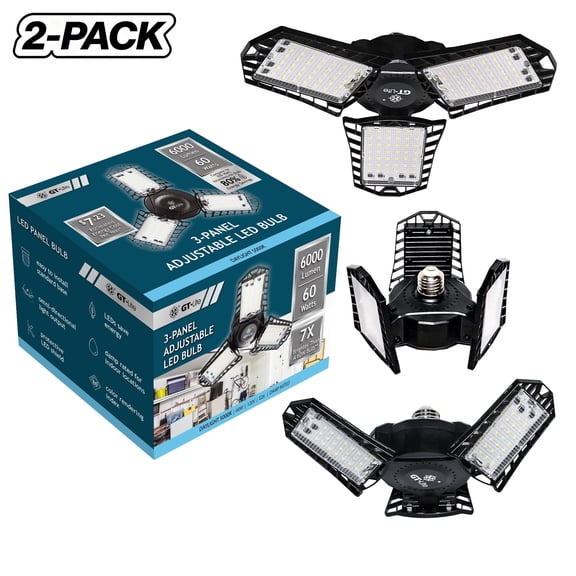 GT-Lite 6000 Lumen LED 3-Panel Bulb E26 60W 5000K，2PKS