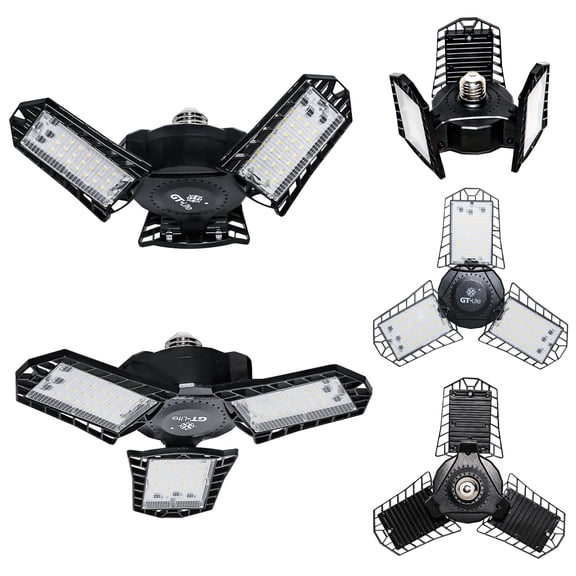 GT-Lite LED Garage Light 60-Watt 6000 Lumen, Adjustable 3-Panel Bulb, 300-Watt Equivalent, 5000K Daylight, E26