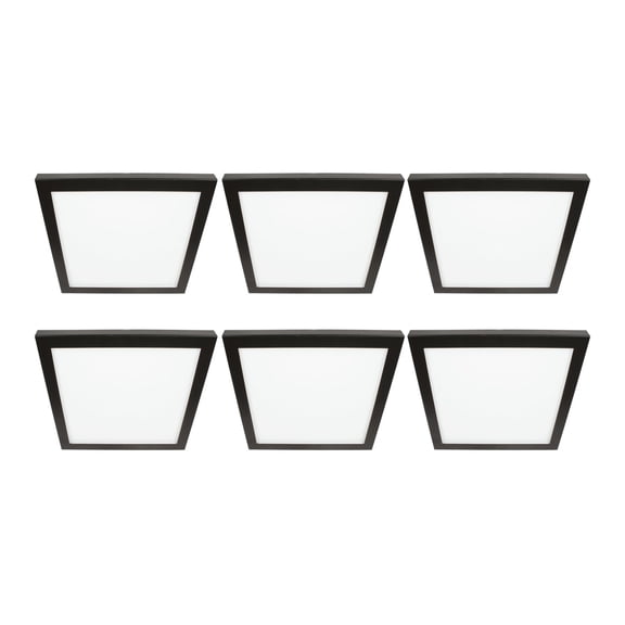 GT-Lite 7.5" Square 1050 Lumen LED Flat Panel, Wht/Blk/Nickel, Flush Mount, 5 CCT, Dimmable, CRI 80, E26 Adapter, 6PKS