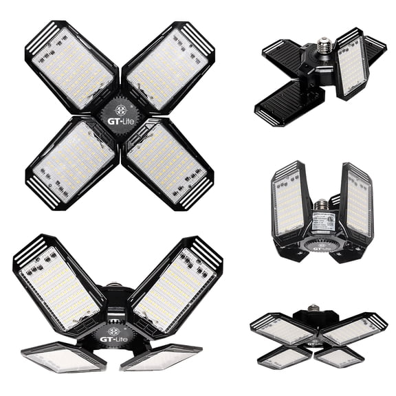GT-Lite LED Garage Light 140-Watt 15,000 Lumen, Adjustable 4-Panel LED Light, 5000K Daylight, E26, 1pack
