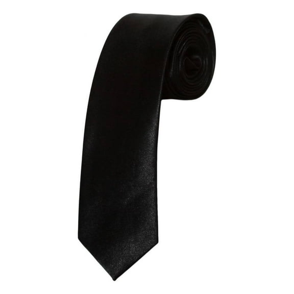 GT Mens Solid Skinny Costume Black Necktie Tie - 3 inches