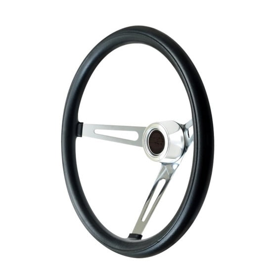15" Black Foam Grip Chrome Steel Custom Steering Wheel
