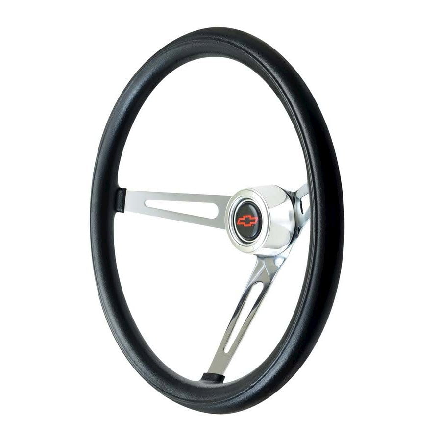 15" Black Foam Grip Chrome Steel Custom Steering Wheel