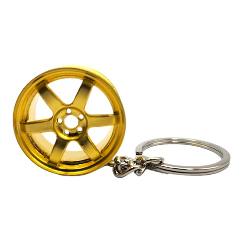 GT//Rotors Miniature Wheel Keychains for Car Enthusiasts (Gold TE37