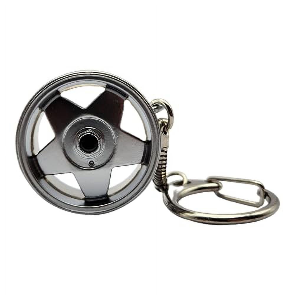 GT//Rotors Miniature Wheel Keychains for Car Enthusiasts (Silver Weds