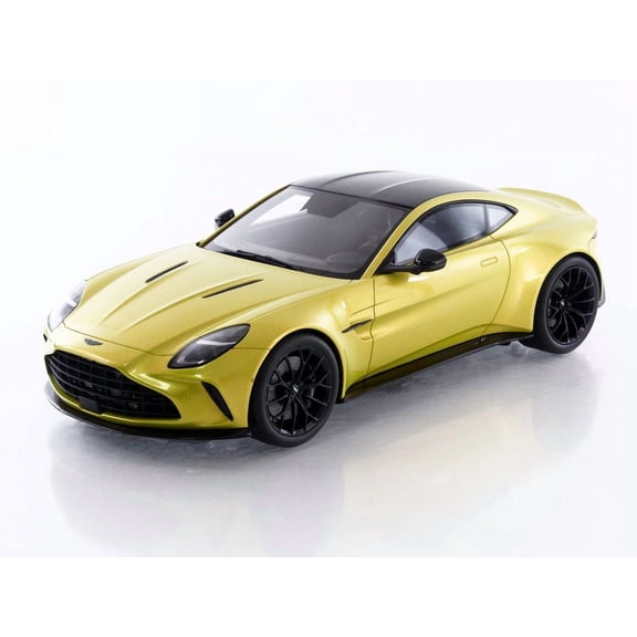 2024 Aston Martin Vantage Cosmopolitan Yellow Metallic with Black Top 1/18 Model Car by GT Spirit
