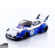 2023 RWB x Liberty Walk 993 #2 White and Blue Metallic with Graphics 1/18 Model Car by GT Spirit
