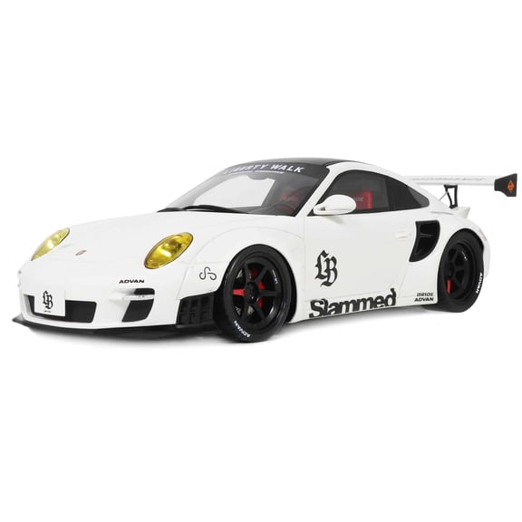 2024 Porsche 911 Turbo LB-Works White with Black Top 1/18 Model Car by GT Spirit