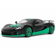 2023 Rimac Nevera Black with Green Stripes 1/18 Model Car by GT Spirit